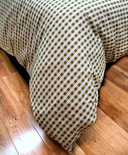 Load image into Gallery viewer, Fitted Sheet Gingham Check Sage - Country Cottage Cotton Green White