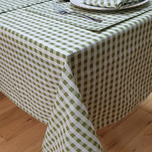 Load image into Gallery viewer, Gingham Check Sage - Table Cloth Range Country Cottage Cotton Green White