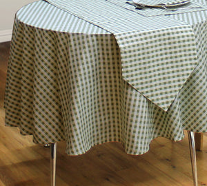Gingham Check Sage - Table Cloth Range Country Cottage Cotton Green White