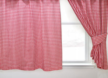 Load image into Gallery viewer, Gingham Check Cherry - Curtain Pair Or Pelmets Country Cottage Cotton Red White
