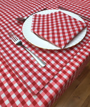 Load image into Gallery viewer, Gingham Check Cherry - Table Cloth Range Country Cottage Cotton Red White