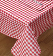 Load image into Gallery viewer, Gingham Check Cherry - Table Cloth Range Country Cottage Cotton Red White