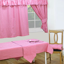 Load image into Gallery viewer, Gingham Check Cherry - Table Cloth Range Country Cottage Cotton Red White