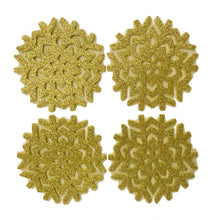 Load image into Gallery viewer, Glitter Snowflake Gold Placemats & Coasters - Christmas Table Range
