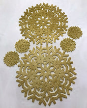 Load image into Gallery viewer, Glitter Snowflake Gold Placemats & Coasters - Christmas Table Range