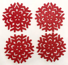 Load image into Gallery viewer, Glitter Snowflake Red Placemats & Coasters - Christmas Table Range