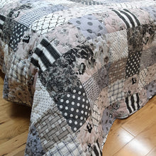 Load image into Gallery viewer, Patchwork Grey - Quilted Bedspread Throw Over Set Charcoal Slate Blue White