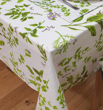 Load image into Gallery viewer, Herbs - Table Cloth Range Country Cottage Cotton Garden Flowers Green Sage Thyme Mint Rosemary