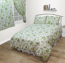 Load image into Gallery viewer, Fitted Sheet Herbs - Country Cottage Cotton Garden Flowers Green Sage Thyme Mint Rosemary
