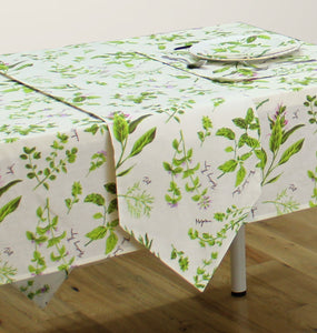Herbs - Table Cloth Range Country Cottage Cotton Garden Flowers Green Sage Thyme Mint Rosemary
