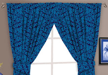 Load image into Gallery viewer, Autumnal Blue - Curtain Pair Heron Floral Leaves Royal Navy