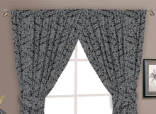 Load image into Gallery viewer, Autumnal Grey - Curtain Pair Heron Floral Leaves Charcoal Slate