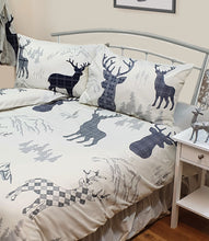 Load image into Gallery viewer, Highland Stag - Duvet Cover Set Tartan Plaid Check Mountain Grey Blue
