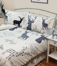 Load image into Gallery viewer, Highland Stag - Duvet Cover Set Tartan Plaid Check Mountain Grey Blue