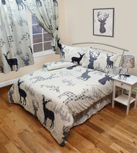 Load image into Gallery viewer, Highland Stag - Curtain Pair Tartan Plaid Check Mountain Grey Blue