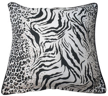 Load image into Gallery viewer, Kalahari Cushion Cover - Piped Animal Leopard Tiger Print Black White