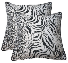 Load image into Gallery viewer, Kalahari Cushion Cover - Piped Animal Leopard Tiger Print Black White