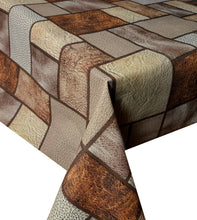 Load image into Gallery viewer, PVC Tiles Brown - Wipe Clean Table Cloth Faux Leather Patchwork Effect