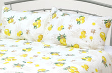 Load image into Gallery viewer, Lemons - Pillowcase Pair Country Cottage Cotton Citrus Fruit Lemonade Recipe Yellow Green