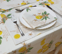 Load image into Gallery viewer, Lemons - Table Cloth Range Country Cottage Cotton Citrus Fruit Lemonade Recipe Yellow Green