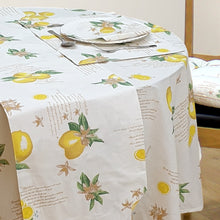 Load image into Gallery viewer, Lemons - Table Cloth Range Country Cottage Cotton Citrus Fruit Lemonade Recipe Yellow Green