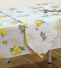 Load image into Gallery viewer, Lemons - Table Cloth Range Country Cottage Cotton Citrus Fruit Lemonade Recipe Yellow Green