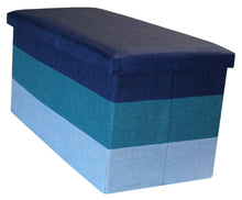 Load image into Gallery viewer, (L) Storage Ottoman - Linear Blue Turquoise Aqua