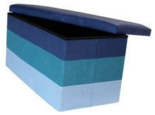 Load image into Gallery viewer, (L) Storage Ottoman - Linear Blue Turquoise Aqua