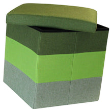 Load image into Gallery viewer, (S) Storage Ottoman - Linear Green Lime Moss Forest Seat Stool