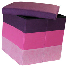 Load image into Gallery viewer, (S) Storage Ottoman - Linear Purple Hot & Baby Pink Seat Stool
