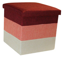 Load image into Gallery viewer, (S) Storage Ottoman - Linear Red Wine Terracotta Peach Seat Stool