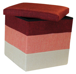 (S) Storage Ottoman - Linear Red Wine Terracotta Peach Seat Stool