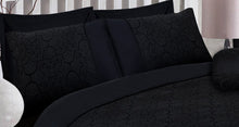 Load image into Gallery viewer, Marrakesh Black - Jacquard Floral Duvet Cover Set
