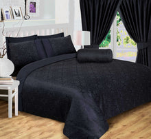 Load image into Gallery viewer, Marrakesh Black - Jacquard Floral Duvet Cover Set