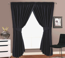 Load image into Gallery viewer, Marrakesh Black - Jacquard Floral Curtain Pair