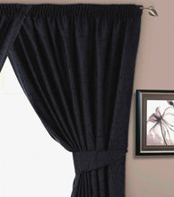Load image into Gallery viewer, Marrakesh Black - Jacquard Floral Curtain Pair
