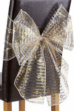 Load image into Gallery viewer, Chair Bows Merry Christmas Gold On White - Pack Of 2, Festive Christmas Party Decorative Range