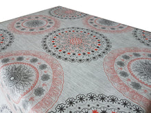 Load image into Gallery viewer, PVC Morocco Red - Wipe Clean Table Cloth Black Grey Ethnic Flower Circle Print
