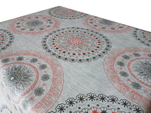 Load image into Gallery viewer, PVC Morocco Red - Wipe Clean Table Cloth Black Grey Ethnic Flower Circle Print