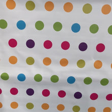 Load image into Gallery viewer, PVC Polka Multi - Wipe Clean Table Cloth Circle Spots Pink Purple Green Blue