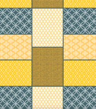Load image into Gallery viewer, PVC Pattern Tile Yellow - Wipe Clean Table Cloth Mustard Grey White Lattice Geometric