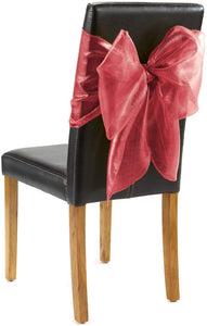 Chair Bows Plain Red Shimmer - Pack Of 2, Festive Christmas Wedding Party Decorative Range