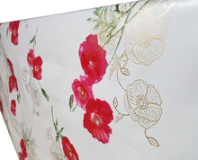 Load image into Gallery viewer, PVC Poppies Pink - Wipe Clean Table Cloth Gold Green Floral Print