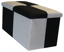 Load image into Gallery viewer, (L) Storage Ottoman - Quattro Black Grey Silver