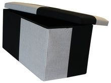 Load image into Gallery viewer, (L) Storage Ottoman - Quattro Black Grey Silver