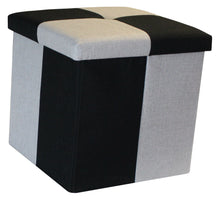 Load image into Gallery viewer, (S) Storage Ottoman - Quattro Black Grey Silver Seat Stool
