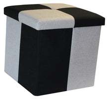 Load image into Gallery viewer, (S) Storage Ottoman - Quattro Black Grey Silver Seat Stool