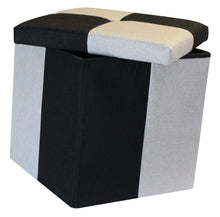 Load image into Gallery viewer, (S) Storage Ottoman - Quattro Black Grey Silver Seat Stool
