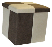 Load image into Gallery viewer, (S) Storage Ottoman - Quattro Brown Natural Beige Seat Stool