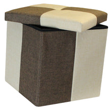Load image into Gallery viewer, (S) Storage Ottoman - Quattro Brown Natural Beige Seat Stool